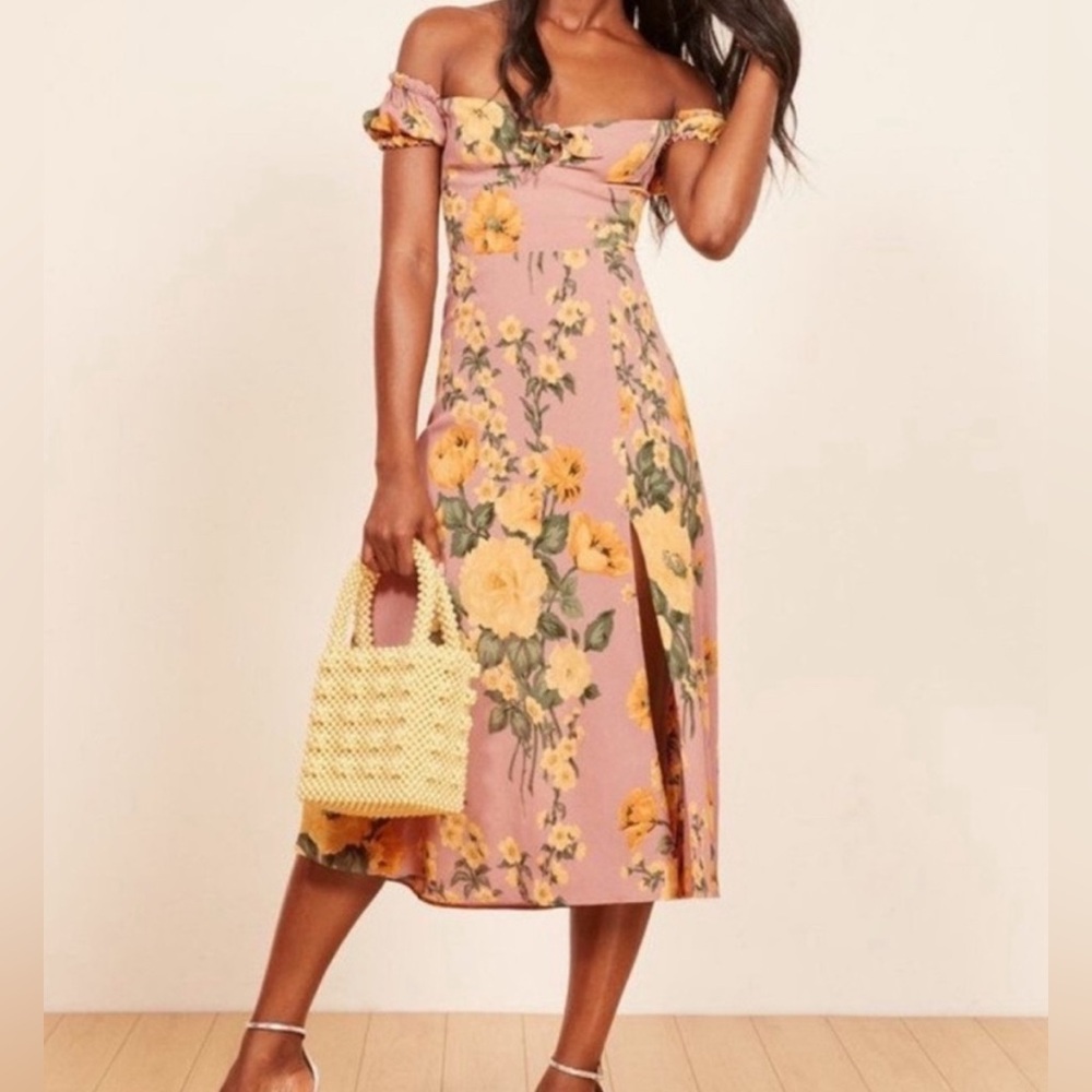 Reformation Midi Dress Off The Shoulder
Floral Sundress Antoinette Blush